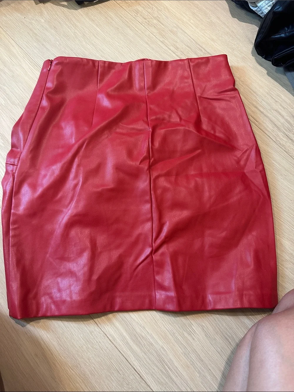 Zara Red Faux Leather Twist Mini Skirt